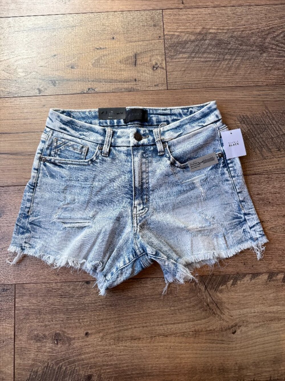 Buckle Black Curvy Fit Denim Shorts